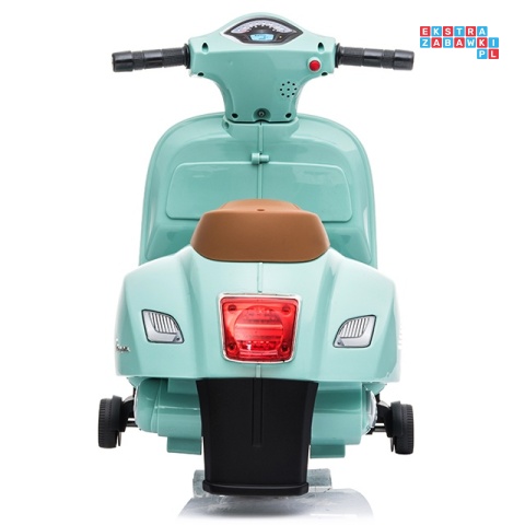 [H1] Motorek, skuter VESPA na akumulator 30W 6V/4.5Ah - skórzane siedzenia, licencja - miętowy