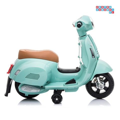 [H1] Motorek, skuter VESPA na akumulator 30W 6V/4.5Ah - skórzane siedzenia, licencja - miętowy