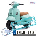 [H1] Motorek, skuter VESPA na akumulator 30W 6V/4.5Ah - skórzane siedzenia, licencja - miętowy [S]