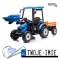 [JS3158B] Mega traktor D68 2x200W 24V/10Ah z łyżką i przyczepką ekoskóra, pilot, LED - niebieski