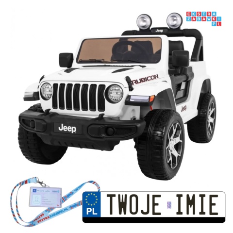 [JWR555] Jeep Wrangler Rubicon 4x45W 12V/14Ah EVA, pokrowiec, pilot, LED, MP3, BT - biały