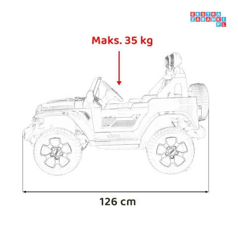 [JWR555] Jeep Wrangler Rubicon 4x45W 12V/14Ah EVA, pokrowiec, pilot, LED, MP3, BT - czerwony