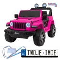 [JWR555] Jeep Wrangler Rubicon 4x45W 12V/14Ah EVA, pokrowiec, pilot, LED, MP3, BT - różowy