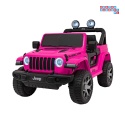 [JWR555] Jeep Wrangler Rubicon 4x45W 12V/14Ah EVA, pokrowiec, pilot, LED, MP3, BT - różowy