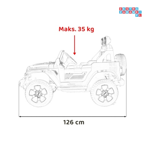 [JWR555] Jeep Wrangler Rubicon 4x45W 12V/14Ah EVA, pokrowiec, pilot, LED, MP3, BT - różowy