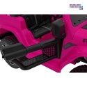 [JWR555] Jeep Wrangler Rubicon 4x45W 12V/14Ah EVA, pokrowiec, pilot, LED, MP3, BT - różowy