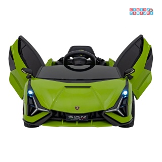 Zielone Lamborghini SIAN na akumulator - 12V/7Ah, 4x4, 2x18W, 2x35W, ekoskóra, pilot, EVA, LED - [QLS-6388]