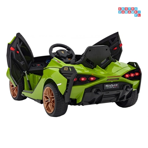 [QLS-6388] Lamborghini SIAN na akumulator 12V/7Ah 4x4 (2x18W 2x35W) ekoskóra pilot EVA LED - zielony