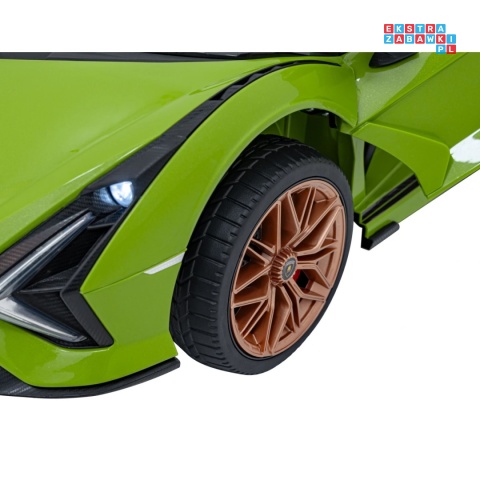 [QLS-6388] Lamborghini SIAN na akumulator 12V/7Ah 4x4 (2x18W 2x35W) ekoskóra pilot EVA LED - zielony