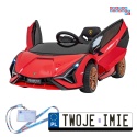 [QLS-6388] Lamborghini SIAN na akumulator 12V/7Ah 4x4 (2x18W 2x35W) ekoskóra pilot EVA LED - czerwony