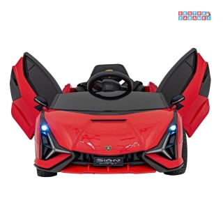 Czerwone Lamborghini SIAN na akumulator - 12V/7Ah, 4x4, 2x18W, 2x35W, ekoskóra, pilot, EVA, LED - [QLS-6388]