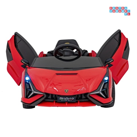 [QLS-6388] Lamborghini SIAN na akumulator 12V/7Ah 4x4 (2x18W 2x35W) ekoskóra pilot EVA LED - czerwony