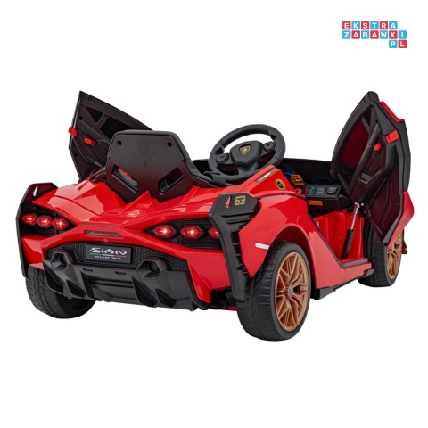 [QLS-6388] Lamborghini SIAN na akumulator 12V/7Ah 4x4 (2x18W 2x35W) ekoskóra pilot EVA LED - czerwony