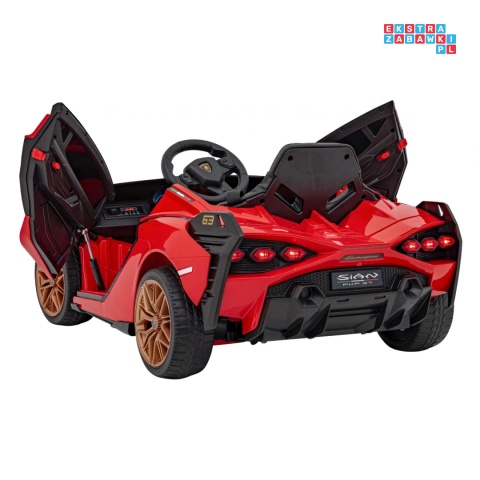 [QLS-6388] Lamborghini SIAN na akumulator 12V/7Ah 4x4 (2x18W 2x35W) ekoskóra pilot EVA LED - czerwony