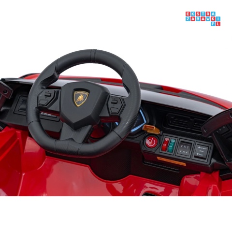 [QLS-6388] Lamborghini SIAN na akumulator 12V/7Ah 4x4 (2x18W 2x35W) ekoskóra pilot EVA LED - czerwony