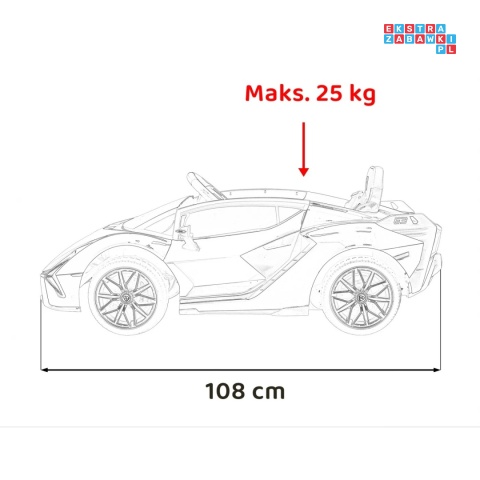 [QLS-6388] Lamborghini SIAN na akumulator 12V/7Ah 4x4 (2x18W 2x35W) ekoskóra pilot EVA LED - biały