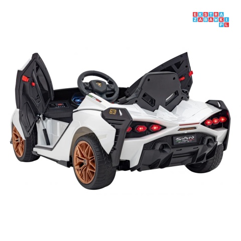 [QLS-6388] Lamborghini SIAN na akumulator 12V/7Ah 4x4 (2x18W 2x35W) ekoskóra pilot EVA LED - biały