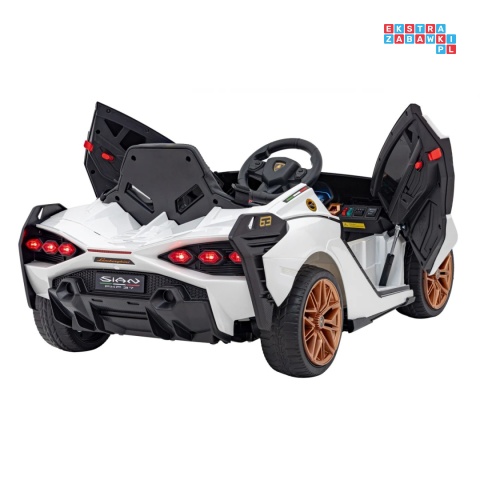 [QLS-6388] Lamborghini SIAN na akumulator 12V/7Ah 4x4 (2x18W 2x35W) ekoskóra pilot EVA LED - biały