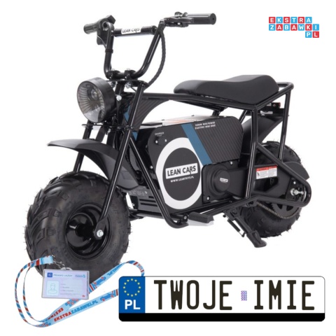 [HP123E] Motocykl Firestorm na akumulator 1000W 48V/12Ah silnik bezszczotkowy pompowane opony ekoskóra LED - czarny