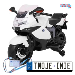 [PA.283] Motocykl BMW K1300S z kółkami pomocniczymi na akumulator 12V/5.5Ah dźwięki światła - biały