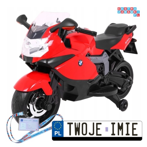[PA.283] Motocykl BMW K1300S z kółkami pomocniczymi na akumulator 12V/5.5Ah dźwięki światła - czerwony