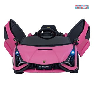 Różowe Lamborghini SIAN na akumulator - 12V/7Ah, 4x4, 2x18W, 2x35W, ekoskóra, pilot, EVA, LED - [QLS-6388]