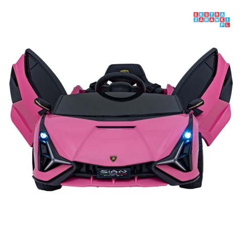 [QLS-6388] Lamborghini SIAN na akumulator 12V/7Ah 4x4 (2x18W 2x35W) ekoskóra pilot EVA LED - różowy