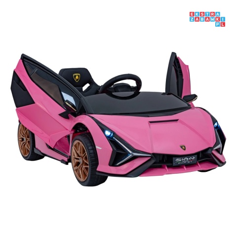 [QLS-6388] Lamborghini SIAN na akumulator 12V/7Ah 4x4 (2x18W 2x35W) ekoskóra pilot EVA LED - różowy