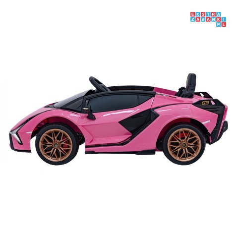 [QLS-6388] Lamborghini SIAN na akumulator 12V/7Ah 4x4 (2x18W 2x35W) ekoskóra pilot EVA LED - różowy