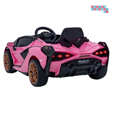 [QLS-6388] Lamborghini SIAN na akumulator 12V/7Ah 4x4 (2x18W 2x35W) ekoskóra pilot EVA LED - różowy