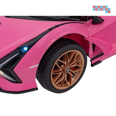 [QLS-6388] Lamborghini SIAN na akumulator 12V/7Ah 4x4 (2x18W 2x35W) ekoskóra pilot EVA LED - różowy
