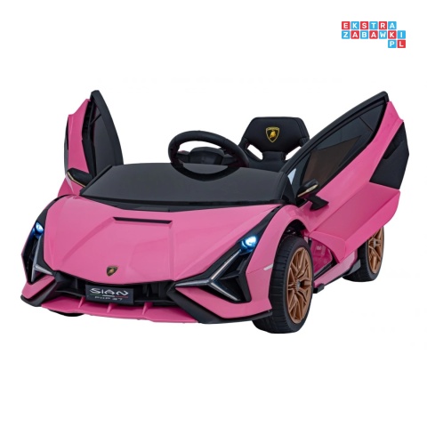 [QLS-6388] Lamborghini SIAN na akumulator 12V/7Ah 4x4 (2x18W 2x35W) ekoskóra pilot EVA LED - różowy
