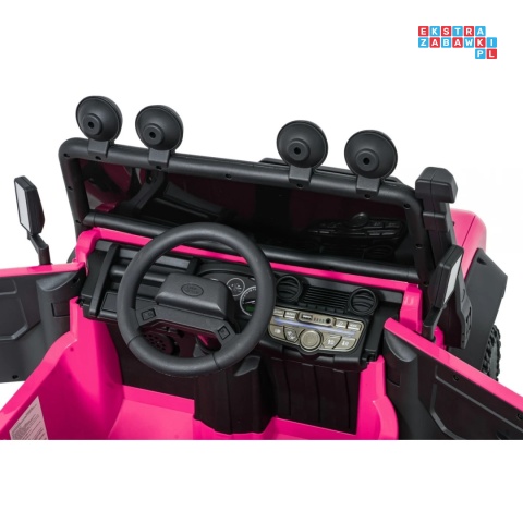 [QLS-8605] Land Rover Defender 110 SVX Concept na akumulator 2x100W 24V/7Ah EVA bluetooth ekoskóra - różowy