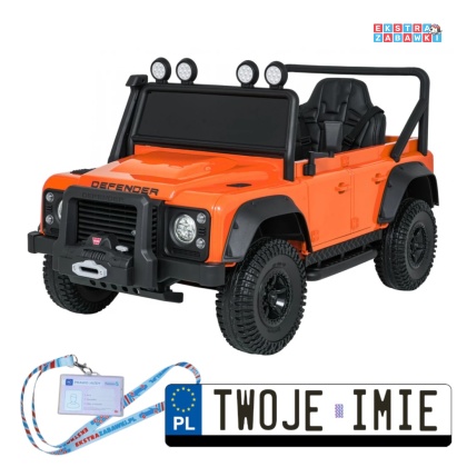Land Rover Defender 110 SVX Concept na akumulator - pomarańczowy, 2x100W 24V/7Ah, EVA, bluetooth, ekoskóra [QLS-8605]