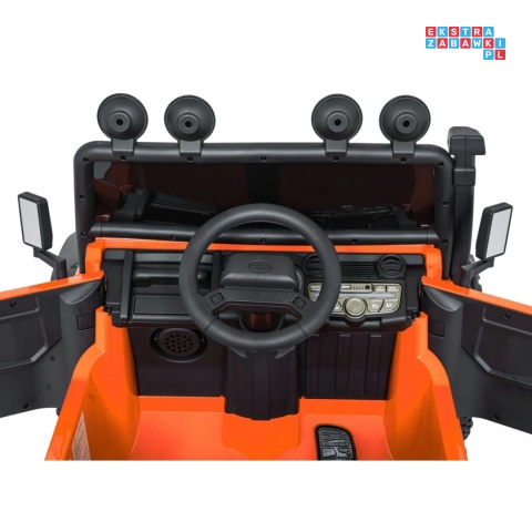 [QLS-8605] Land Rover Defender 110 SVX Concept na akumulator 2x100W 24V/7Ah EVA bluetooth ekoskóra - pomarańczowy