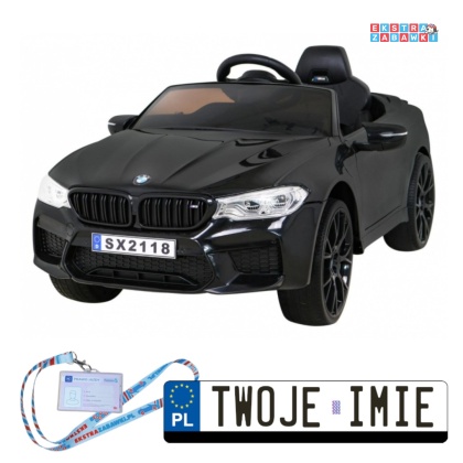Czarne BMW M5 na akumulator - 2x2 24V/7Ah, funkcja drift, pilot, siedzenie z PU, LED - [SX2118]