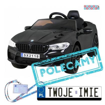 Czarne BMW M5 na akumulator - 2x2 24V/7Ah, funkcja drift, pilot, siedzenie z PU, LED - [SX2118]