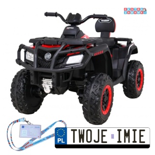 Czarny Quad ATV XT-speed na akumulator - 4x80W 24V/10Ah EVA, pokrowiec, LED, MP3 [S615]