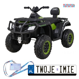 Zielony Quad ATV XT-speed na akumulator - 4x80W, 24V/10Ah, EVA, pokrowiec, LED, MP3 [S615]