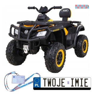 Żółty Quad ATV XT-speed na akumulator - 4x80W, 24V/10Ah, EVA, pokrowiec, LED, MP3 [S615]