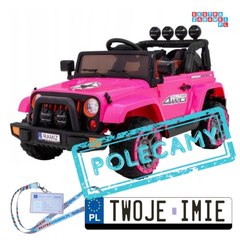 [BRD-7588] Terenowy Full Time 4WD 4x40W 12V/10Ah koła EVA, pilot, LED - różowy
