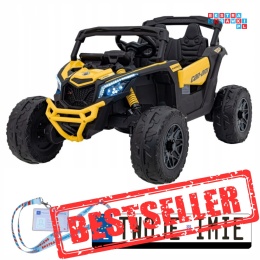 [CA003] Mocny Maverick ATV CAN-AM Buggy 4X200W 24V/10Ah EVA, pokrowiec, pilot LED, MP3, BT - żółty