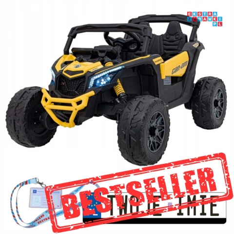 [CA003] Mocny Maverick ATV CAN-AM Buggy 4X200W 24V/10Ah EVA, pokrowiec, pilot LED, MP3, BT - żółty