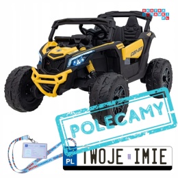 [CA003] Mocny Maverick ATV CAN-AM Buggy 4X200W 24V/10Ah EVA, pokrowiec, pilot LED, MP3, BT - żółty