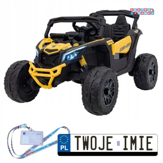 Maverick ATV CAN-AM buggy na akumulator 4x4 - żółty, 4x200W, 24V/10Ah, EVA, pokrowiec, pilot, LED, BT [CA003]