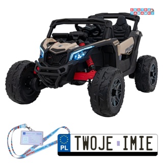 Maverick ATV CAN-AM buggy na akumulator 4x4 - beżowy, 4x200W, 24V/10Ah, EVA, pokrowiec, pilot, LED, BT [CA003]