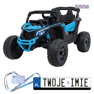 Maverick ATV CAN-AM buggy na akumulator 4x4 - niebieski, 4x200W, 24V/10Ah, EVA, pokrowiec, pilot, LED, BT [CA003]