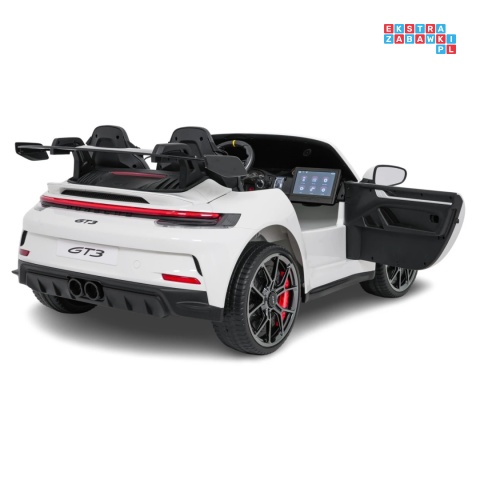 [DK-P911.STRONG.MP4] Auto Porsche 911 GT3 na akumulator 2x280W 24V/10Ah Ciche silniki Odtwarzacz MP4 - biały