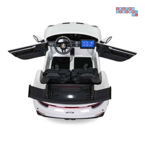 [DK-P911.STRONG.MP4] Auto Porsche 911 GT3 na akumulator 2x280W 24V/10Ah Ciche silniki Odtwarzacz MP4 - biały