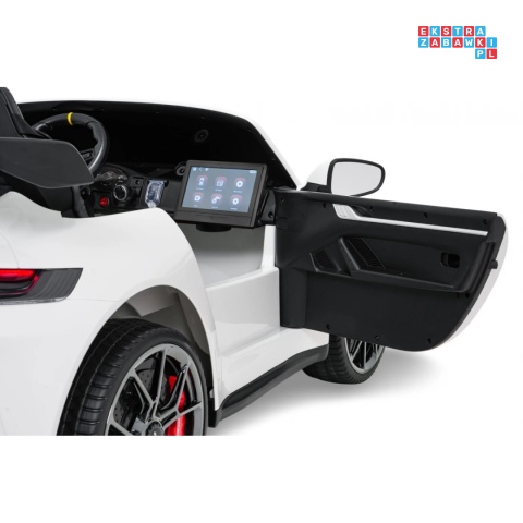 [DK-P911.STRONG.MP4] Auto Porsche 911 GT3 na akumulator 2x280W 24V/10Ah Ciche silniki Odtwarzacz MP4 - biały